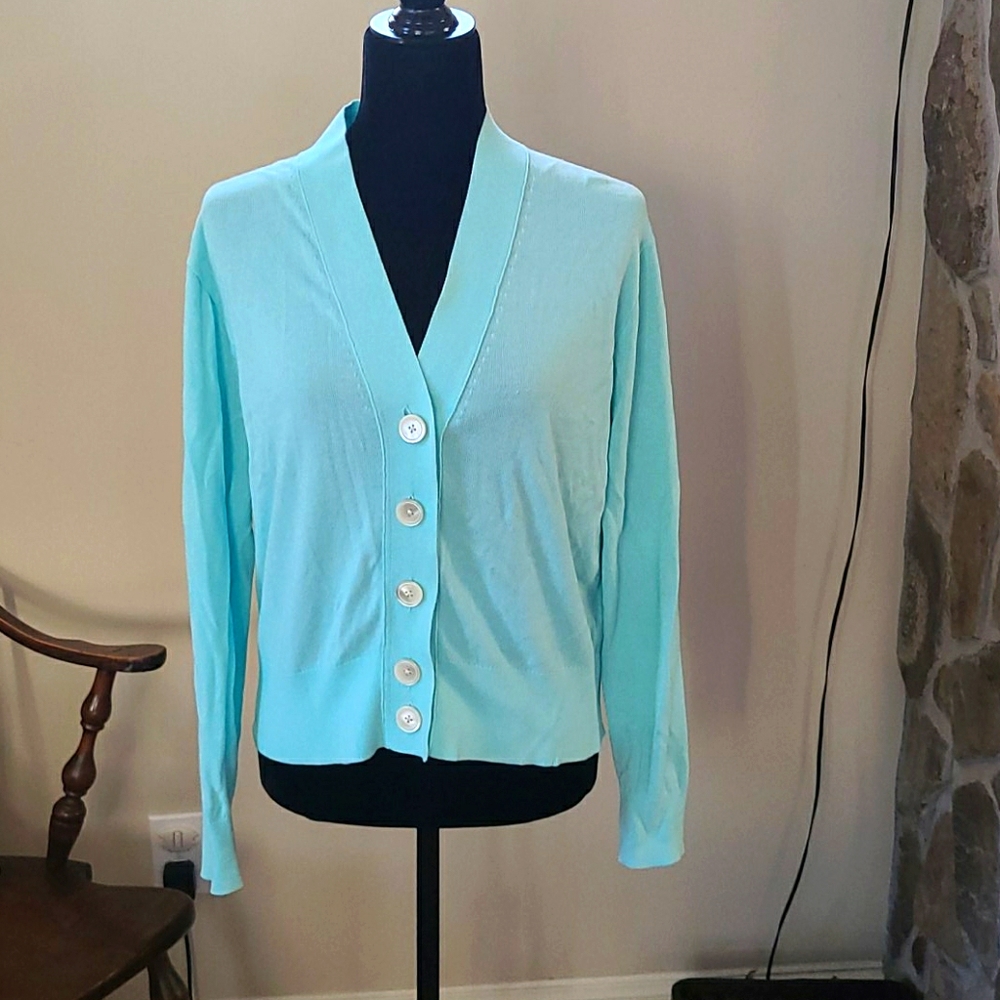 Rayon lightweight Tiffany blue cardigan